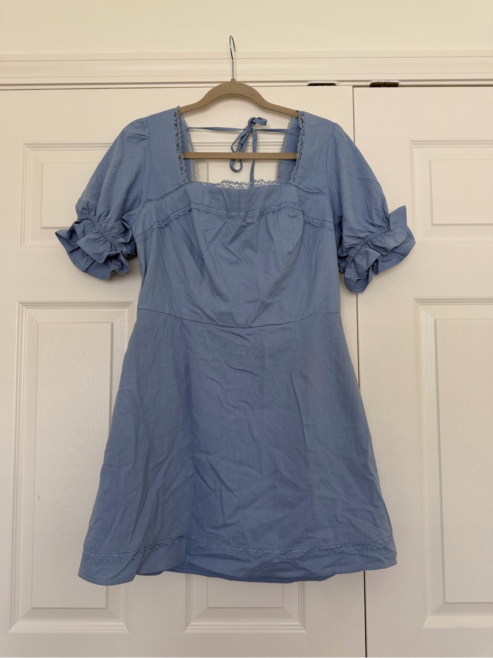 NWT Light Blue Square Neck Puff Sleeve Dress